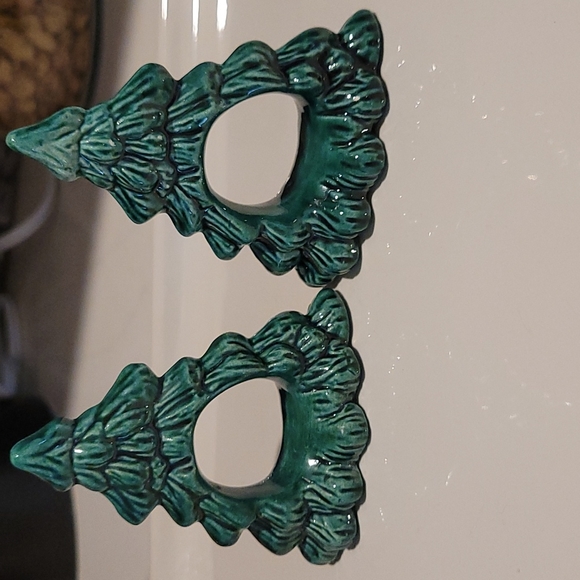Vintage? Ceramic Christmas Tree Napkin Holder Pair - Picture 2 of 4